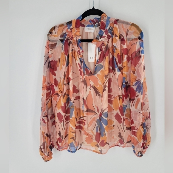 Fate floral long sleeve blouse Size M New - Picture 2 of 4